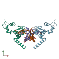 PDB entry 5a3d coloured by chain, front view.
