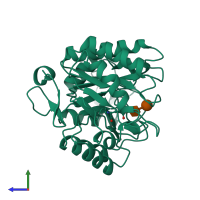 PDB entry 5a3h coloured by chain, side view.