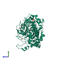 PDB entry 5a3n coloured by chain, side view.