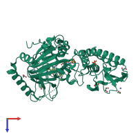PDB entry 5a3n coloured by chain, top view.