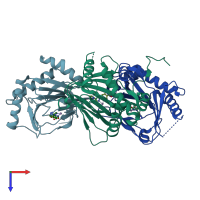 PDB entry 5a3u coloured by chain, top view.