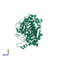 PDB entry 5a3w coloured by chain, side view.