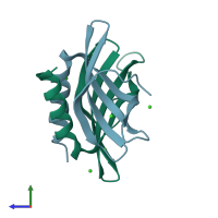 PDB entry 5a4o coloured by chain, side view.