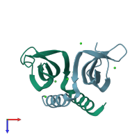 PDB entry 5a4o coloured by chain, top view.