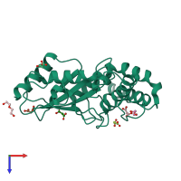 PDB entry 5a4p coloured by chain, top view.