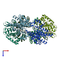 PDB entry 5a4u coloured by chain, top view.