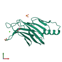 PDB entry 5a52 coloured by chain, front view.