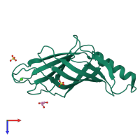 PDB entry 5a52 coloured by chain, top view.