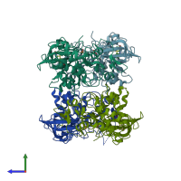 PDB entry 5a54 coloured by chain, side view.