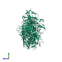 PDB entry 5a59 coloured by chain, side view.