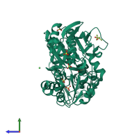 PDB entry 5a5e coloured by chain, side view.