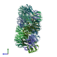 PDB entry 5a5k coloured by chain, side view.