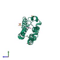 PDB entry 5a5o coloured by chain, side view.