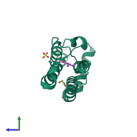 PDB entry 5a5p coloured by chain, side view.