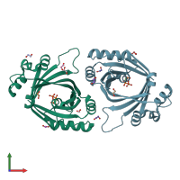 PDB entry 5a5y coloured by chain, front view.