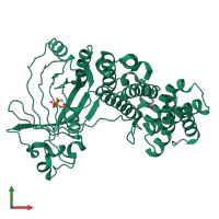 PDB entry 5a60 coloured by chain, front view.