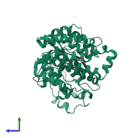PDB entry 5a60 coloured by chain, side view.