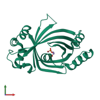 PDB entry 5a68 coloured by chain, front view.