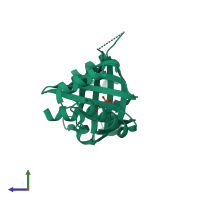 PDB 5a68 coloured by chain and viewed from the side.