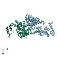 PDB entry 5a6c coloured by chain, top view.