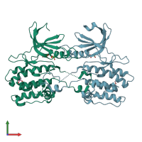 PDB entry 5a6o coloured by chain, front view.