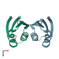 PDB entry 5a6p coloured by chain, top view.