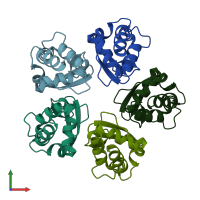PDB entry 5a6r coloured by chain, front view.