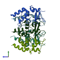 PDB entry 5a6r coloured by chain, side view.