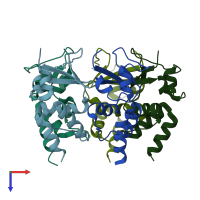 PDB entry 5a6r coloured by chain, top view.