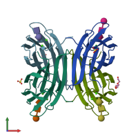 PDB entry 5a6z coloured by chain, front view.