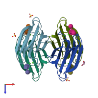 PDB entry 5a6z coloured by chain, top view.