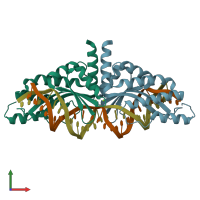 PDB entry 5a78 coloured by chain, front view.