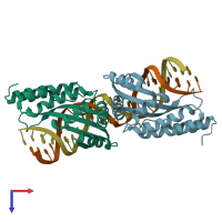PDB entry 5a78 coloured by chain, top view.