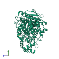 PDB entry 5a7g coloured by chain, side view.