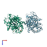 PDB entry 5a7n coloured by chain, top view.