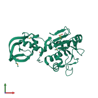 PDB entry 5a7t coloured by chain, front view.