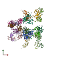 PDB entry 5a7x coloured by chain, front view.