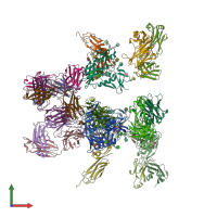 PDB entry 5a7x coloured by chain, front view.