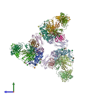 PDB entry 5a7x coloured by chain, side view.