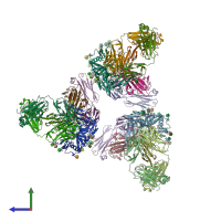 PDB entry 5a7x coloured by chain, side view.