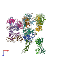 PDB entry 5a7x coloured by chain, top view.