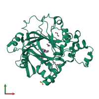 Monomeric assembly 1 of PDB entry 5a80 coloured by chemically distinct molecules, front view.