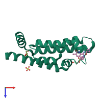 PDB entry 5a82 coloured by chain, top view.