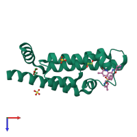 PDB entry 5a83 coloured by chain, top view.