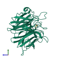 PDB entry 5a8c coloured by chain, side view.