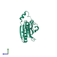 PDB entry 5a8t coloured by chain, side view.