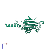 PDB entry 5a8t coloured by chain, top view.