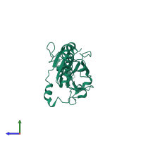 PDB entry 5a8u coloured by chain, side view.
