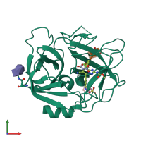 PDB entry 5a8y coloured by chain, front view.