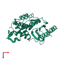 PDB entry 5a90 coloured by chain, top view.